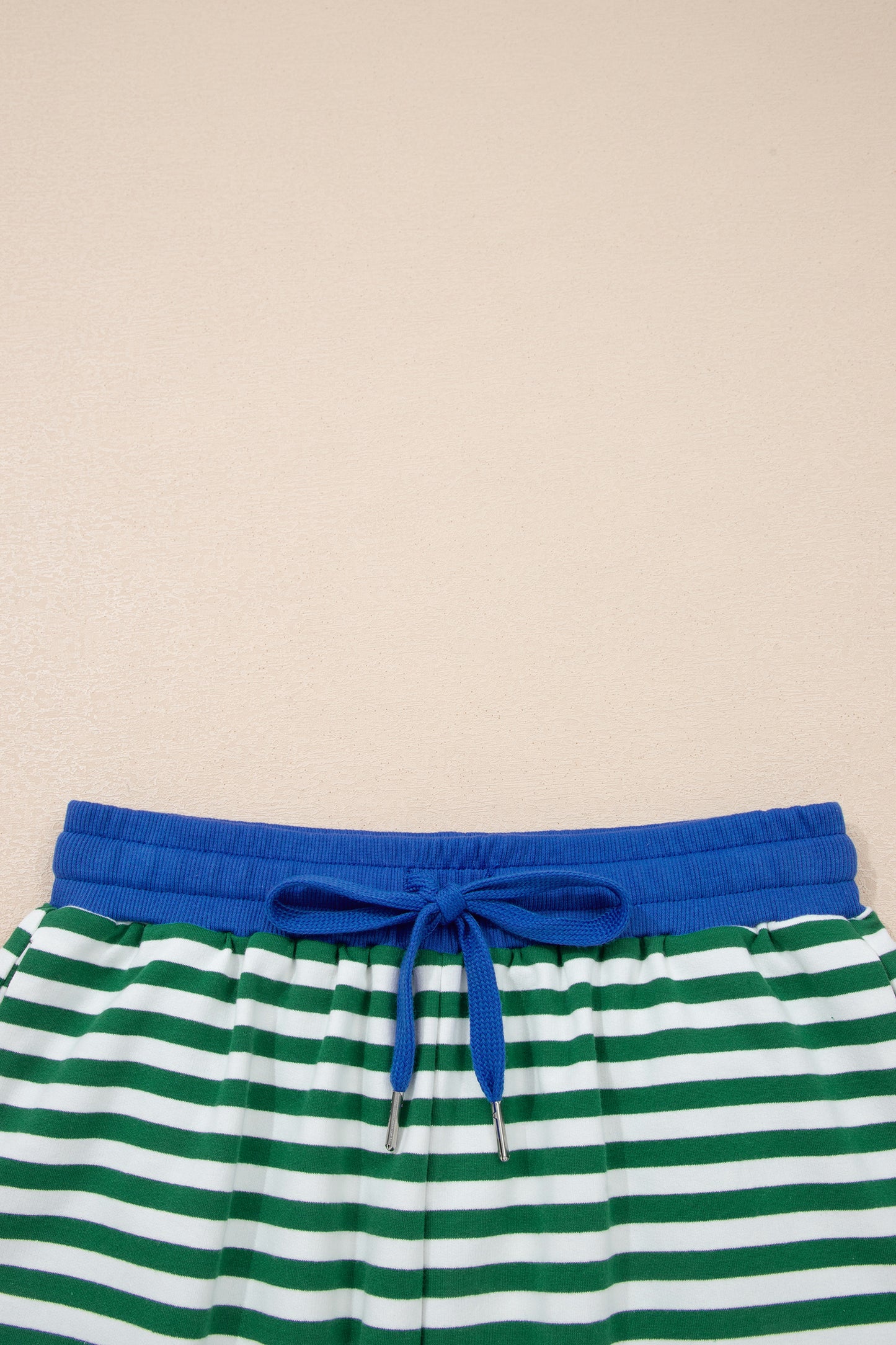 Rose Stripe Drop Shoulder Boxy Casual Terry Short Set