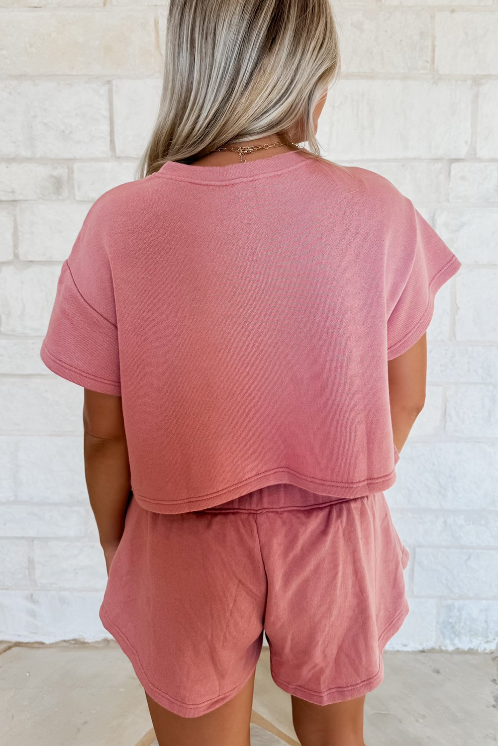 Beige Cropped Tee and Ruffle High Waist Skort Set